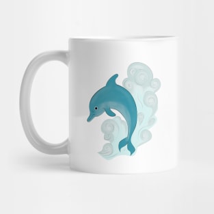 Happy Dolphin with wave Mug